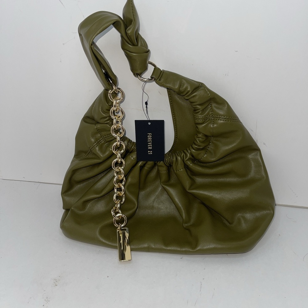 Forever 21‎ Olive Green NWT Shoulder Purse with Gold Chain